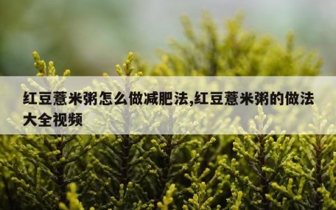 红豆薏米粥怎么做减肥法,红豆薏米粥的做法大全视频