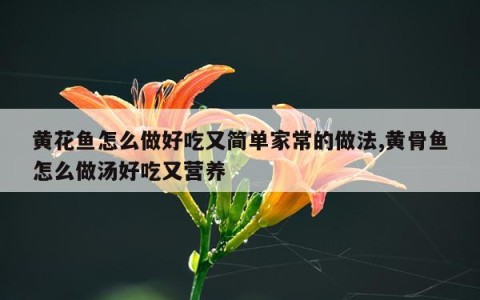 黄花鱼怎么做好吃又简单家常的做法,黄骨鱼怎么做汤好吃又营养