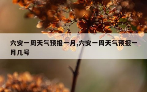 六安一周天气预报一月,六安一周天气预报一月几号