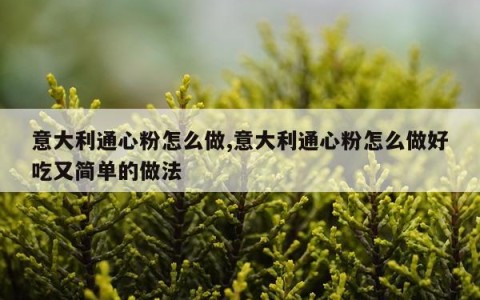 意大利通心粉怎么做,意大利通心粉怎么做好吃又简单的做法