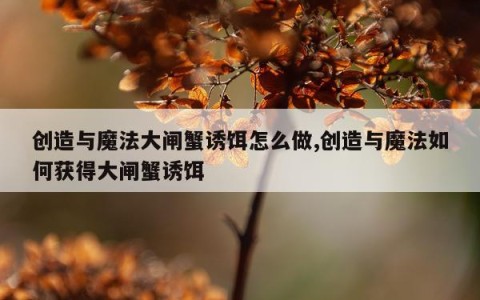创造与魔法大闸蟹诱饵怎么做,创造与魔法如何获得大闸蟹诱饵