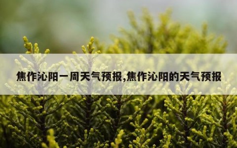 焦作沁阳一周天气预报,焦作沁阳的天气预报
