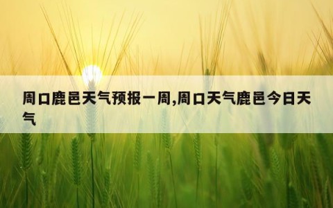 周口鹿邑天气预报一周,周口天气鹿邑今日天气